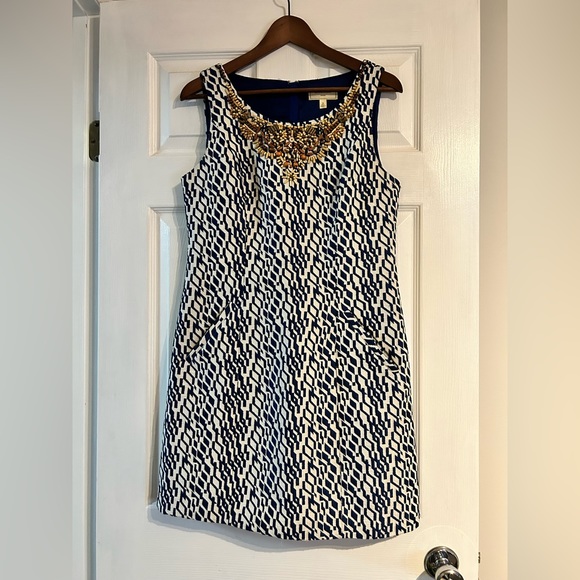Anthropologie Moulinette Soeurs Beaded Jacquard Dress SZ 8 Jewel Cocktail Tweed - Picture 2 of 5